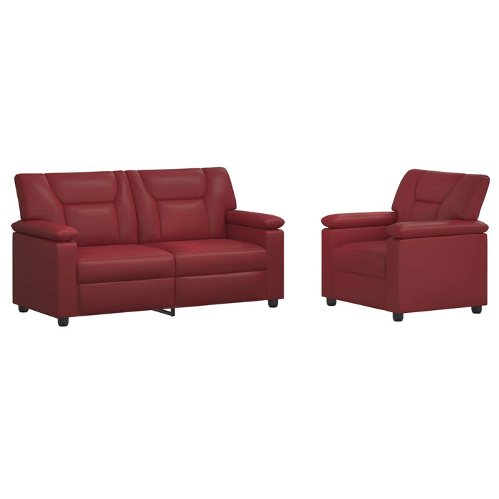 Set de canapea 2 pcs Roșu Vin Piele artificială WALTI