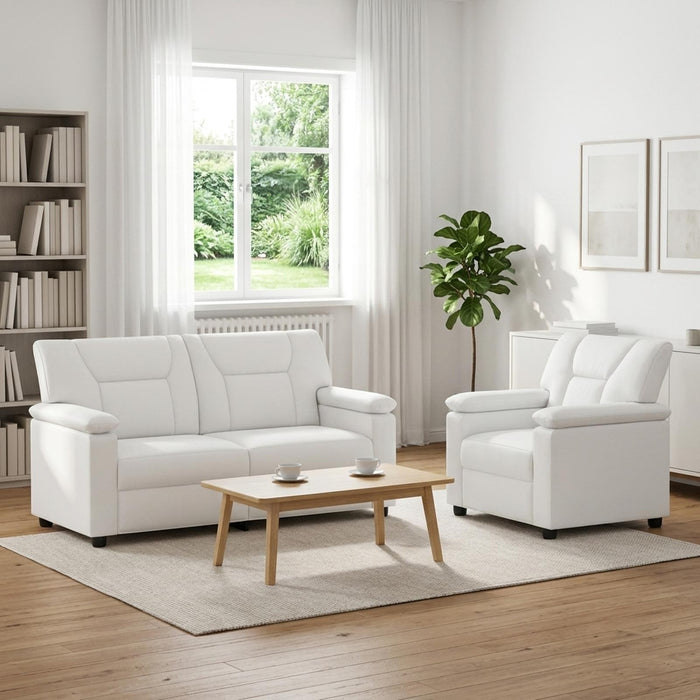 Set de canapea 2 pcs Alb Piele artificială WALTI