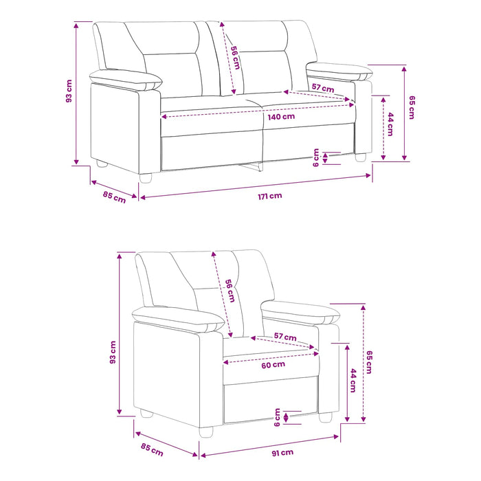Set de canapea 2 pcs Alb Piele artificială WALTI