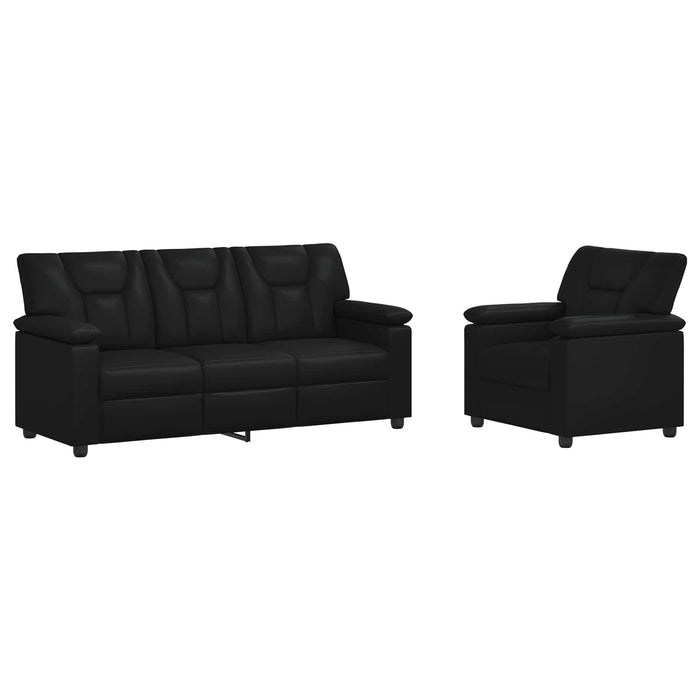 Set de canapea 2 pcs Negru Piele artificială WALTI