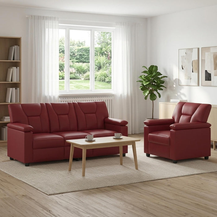 Set de canapea 2 pcs Roșu Vin Piele artificială WALTI