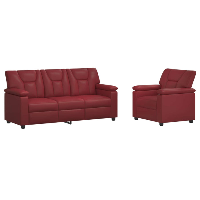 Set de canapea 2 pcs Roșu Vin Piele artificială WALTI