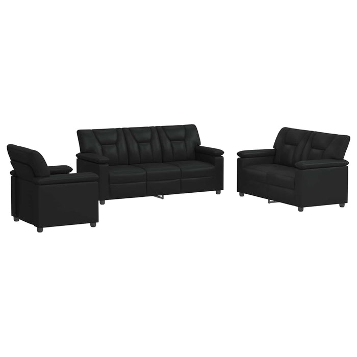 Set de canapea 3 pcs Negru Piele artificială WALTI
