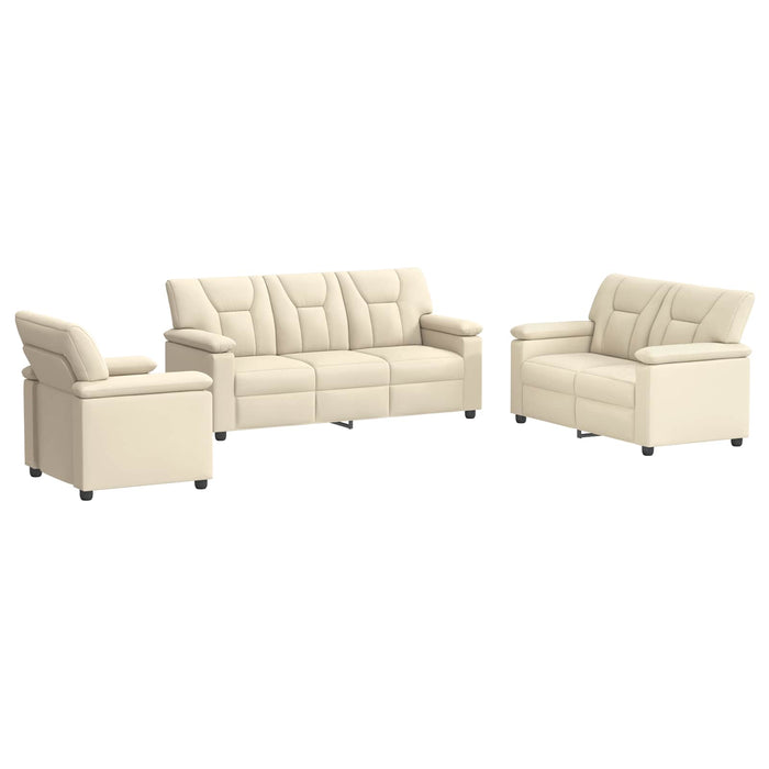 Set de canapea 3 pcs Crem Piele artificială WALTI