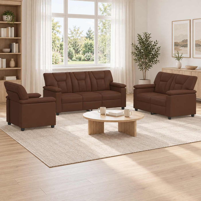 Set de canapea 3 pcs Maro Piele artificială WALTI