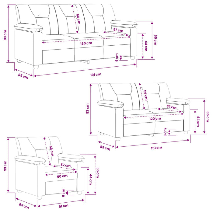 Set de canapea 3 pcs Gri Piele artificială WALTI