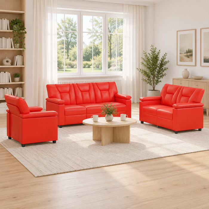 Set de canapea 3 pcs Roșu Piele artificială WALTI