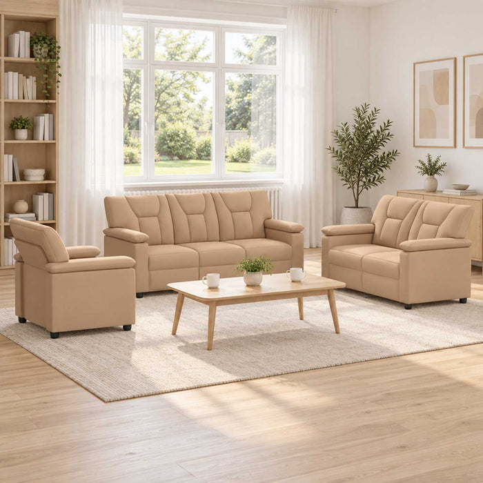 Set de canapea 3 pcs Cappuccino Piele artificială WALTI