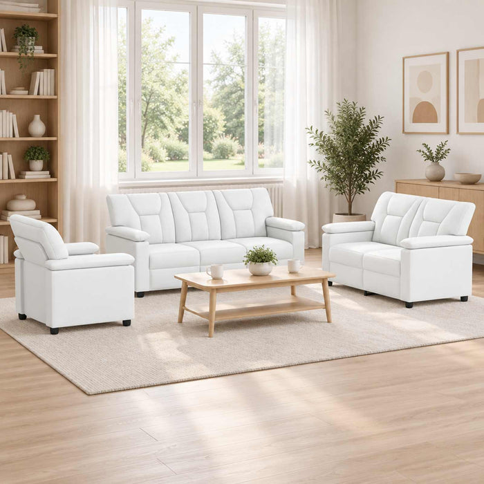 Set de canapea 3 pcs Alb Piele artificială WALTI