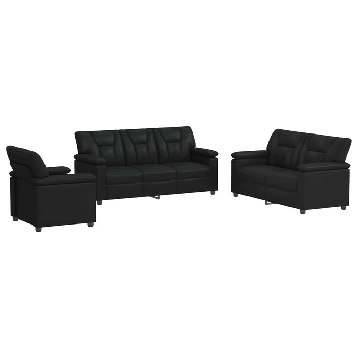 Set de canapea 3 pcs Negru Piele artificială WALTI