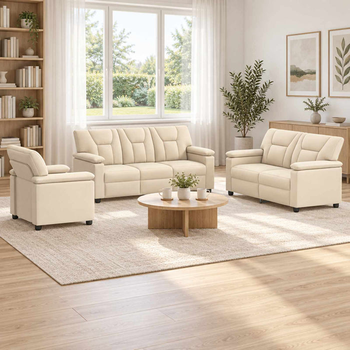 Set de canapea 3 pcs Crem Piele artificială WALTI