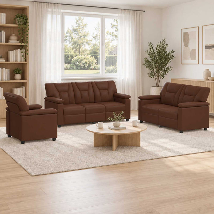 Set de canapea 3 pcs Maro Piele artificială WALTI