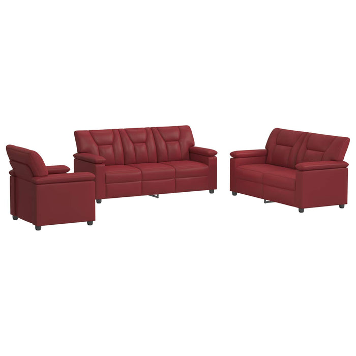 Set de canapea 3 pcs Roșu Vin Piele artificială WALTI