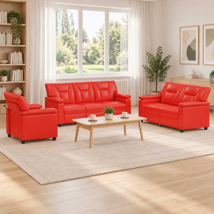 Set de canapea 3 pcs Roșu Piele artificială WALTI