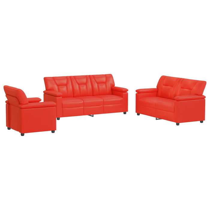 Set de canapea 3 pcs Roșu Piele artificială WALTI