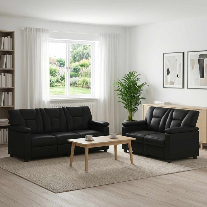 Set de canapea 2 pcs Negru Piele artificială WALTI