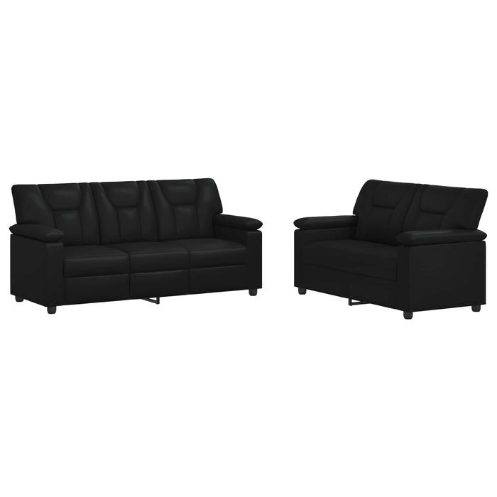 Set de canapea 2 pcs Negru Piele artificială WALTI