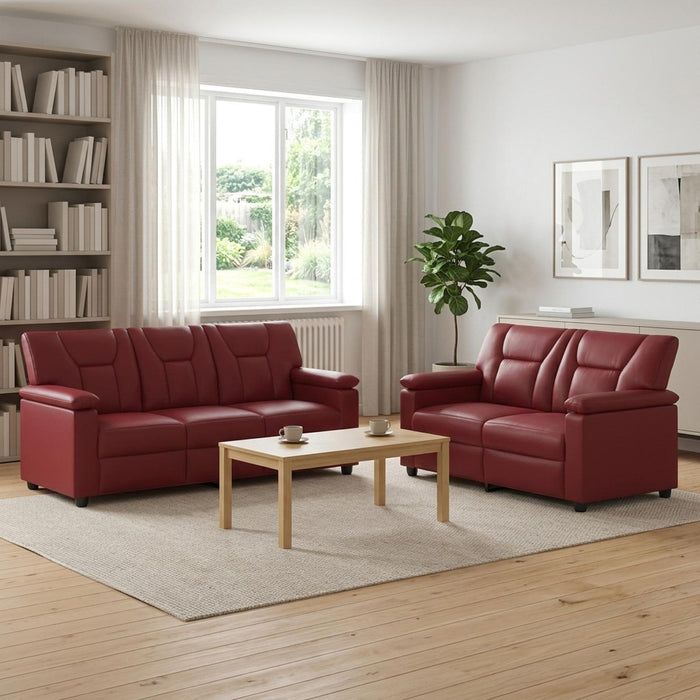 Set de canapea 2 pcs Roșu Vin Piele artificială WALTI