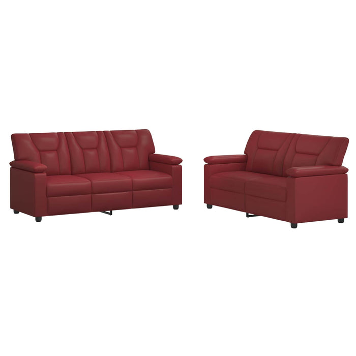 Set de canapea 2 pcs Roșu Vin Piele artificială WALTI