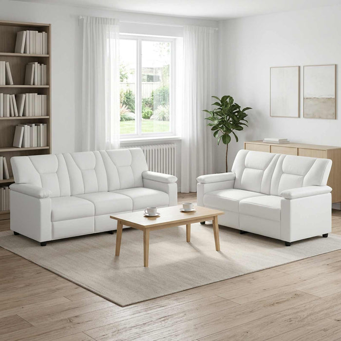 Set de canapea 2 pcs Alb Piele artificială WALTI