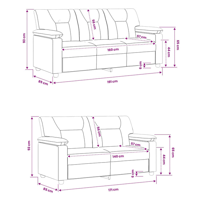 Set de canapea 2 pcs Alb Piele artificială WALTI