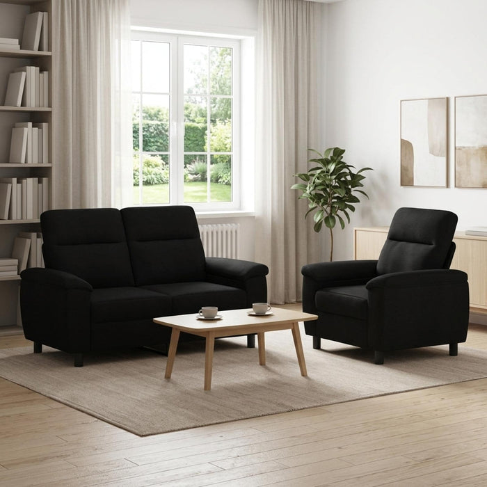Set de canapea 2 pcs Negru Țesătură WALTI