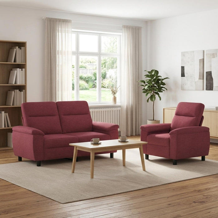 Set de canapea 2 pcs Roșu Vin Țesătură WALTI