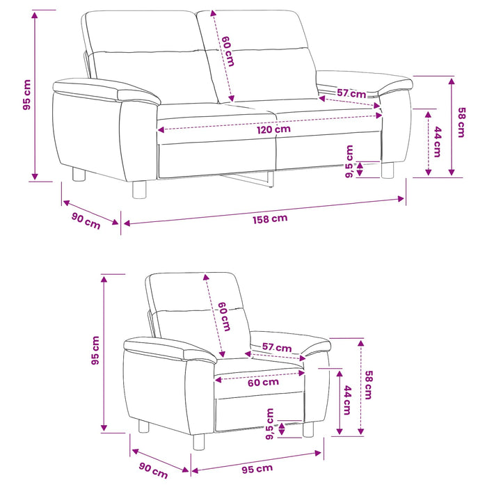 Set de canapea 2 pcs Verde închis Țesătură WALTI