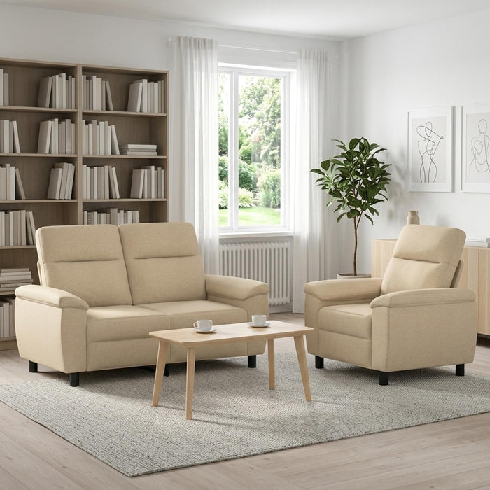 Set de canapea 2 pcs Crem Țesătură WALTI