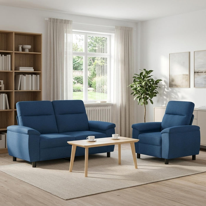 Set de canapea 2 pcs albastru Țesătură WALTI