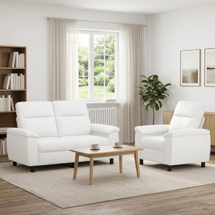Set de canapea 2 pcs Alb Țesătură WALTI