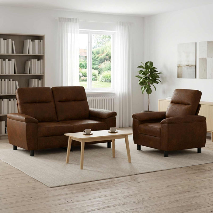 Set de canapea 2 pcs Maro Piele Suedată Sintetică WALTI