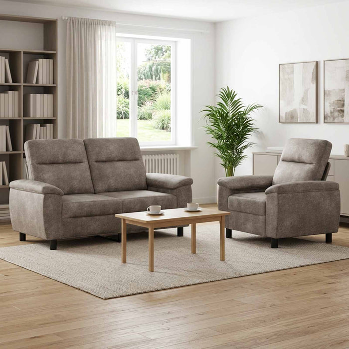 Set de canapea 2 pcs Gri deschis Piele Suedată Sintetică WALTI