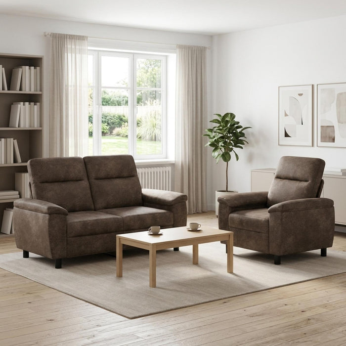 Set de canapea 2 pcs Gri închis Piele Suedată Sintetică WALTI
