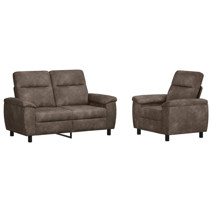 Set de canapea 2 pcs Gri închis Piele Suedată Sintetică WALTI