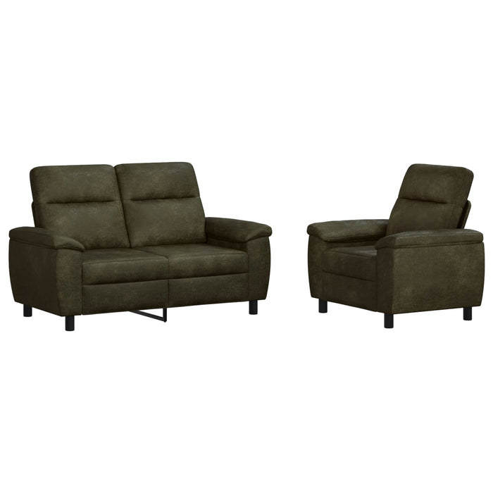 Set de canapea 2 pcs Verde Army Piele Suedată Sintetică WALTI