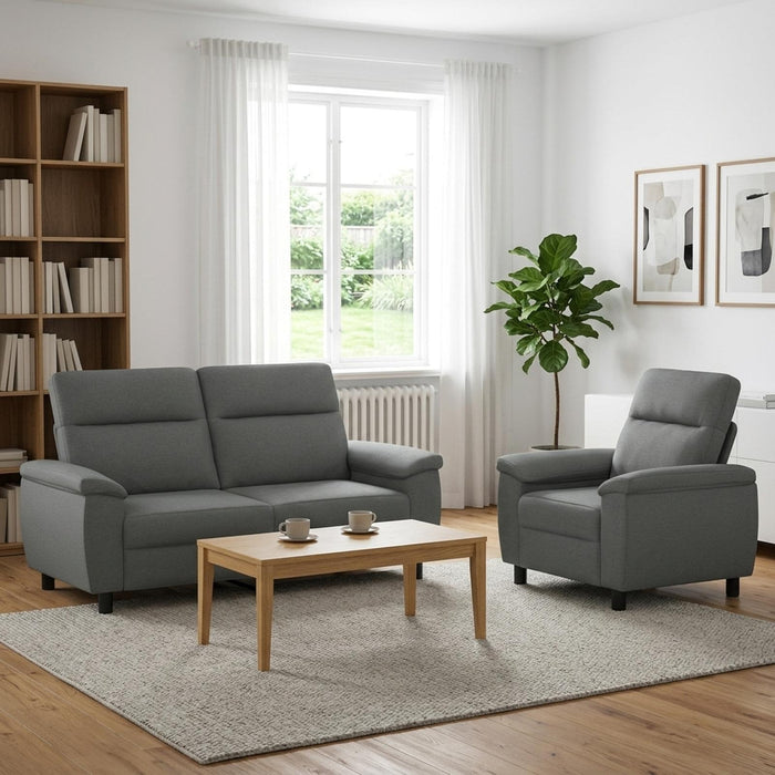 Set de canapea 2 pcs Gri închis Țesătură WALTI