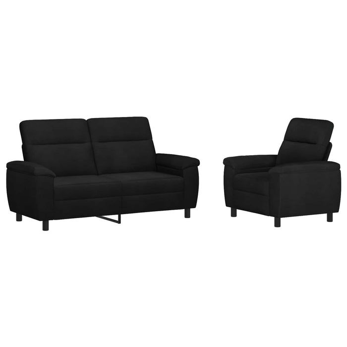 Set de canapea 2 pcs Negru Țesătură WALTI