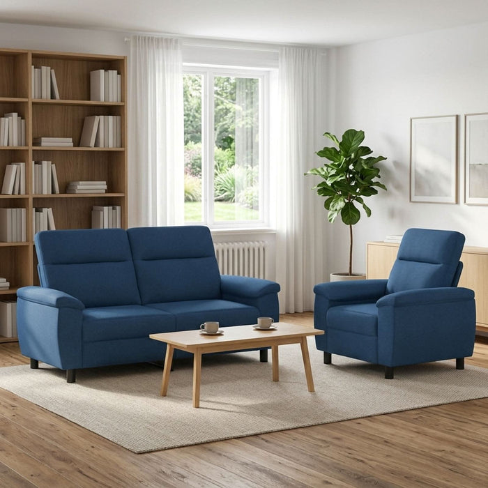 Set de canapea 2 pcs albastru Țesătură WALTI