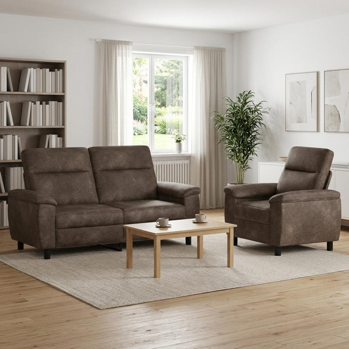 Set de canapea 2 pcs Gri închis Piele Suedată Sintetică WALTI
