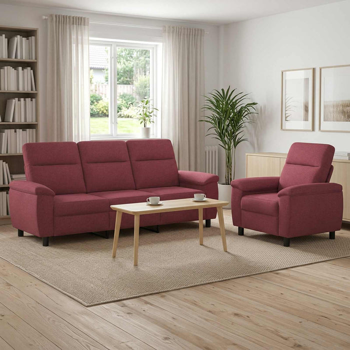 Set de canapea 2 pcs Roșu Vin Țesătură WALTI