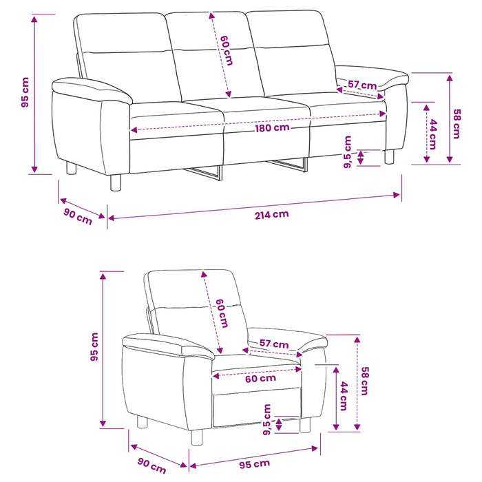 Set de canapea 2 pcs Verde închis Țesătură WALTI