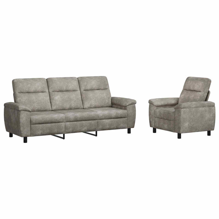 Set de canapea 2 pcs Gri deschis Piele Suedată Sintetică WALTI