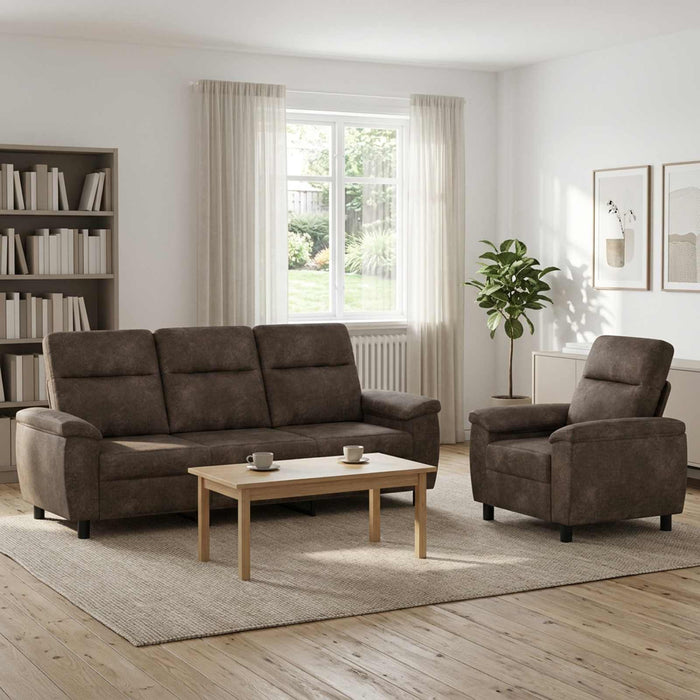 Set de canapea 2 pcs Gri închis Piele Suedată Sintetică WALTI