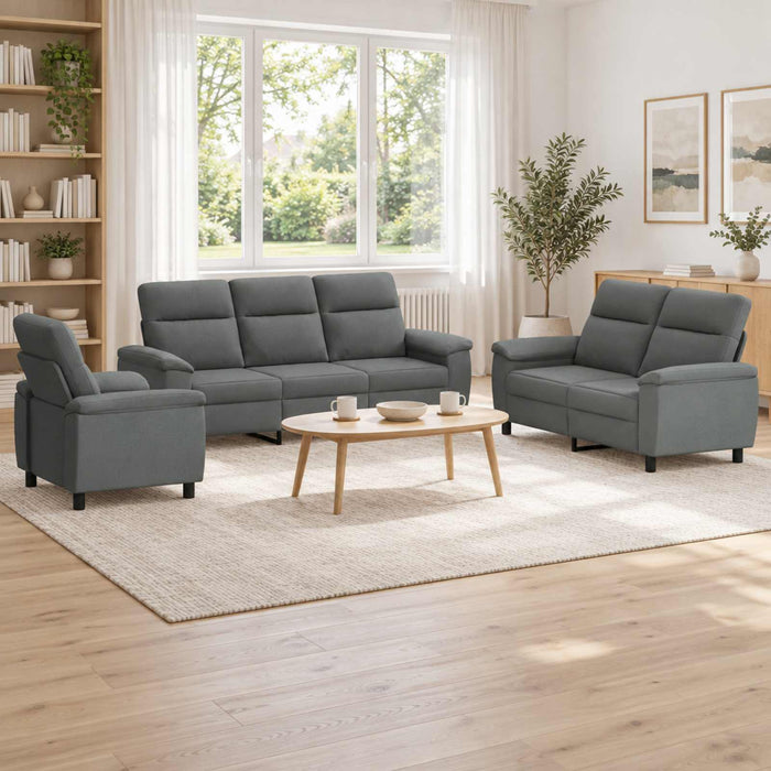 Set de canapea 3 pcs Gri închis Țesătură WALTI