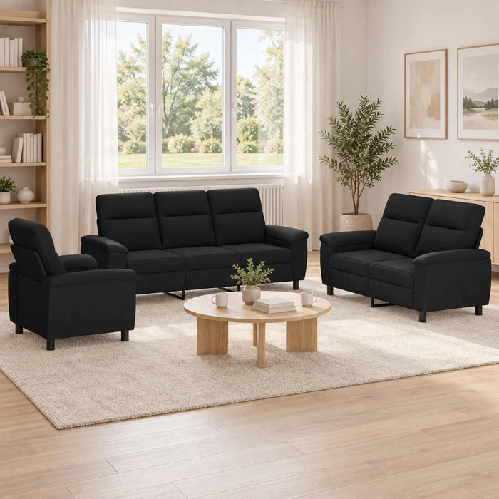 Set de canapea 3 pcs Negru Țesătură WALTI