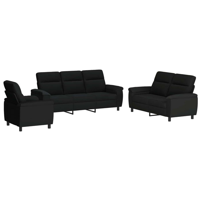 Set de canapea 3 pcs Negru Țesătură WALTI