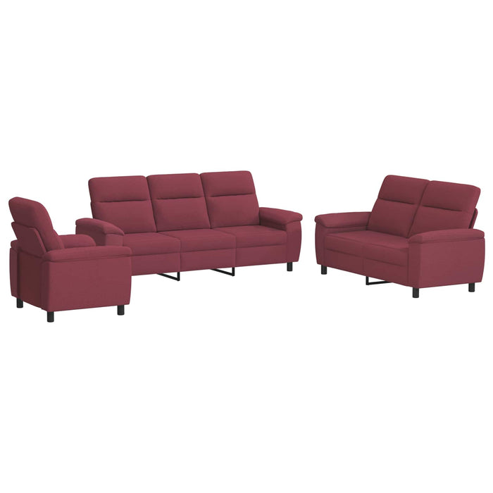 Set de canapea 3 pcs Roșu Vin Țesătură WALTI
