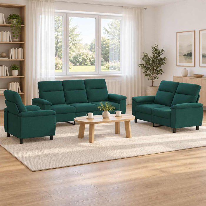 Set de canapea 3 pcs Verde închis Țesătură WALTI