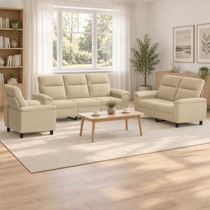 Set de canapea 3 pcs Crem Țesătură WALTI